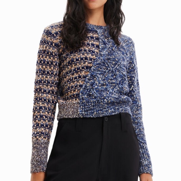 Desigual metallic hybrid chunky knit pullover - Picture 1 of 7